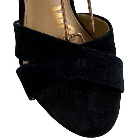 Sam Edelman Yancy Suede Ankle Strap Peep Toe Block Heel Sandals Black Womens 8.5 - Picture 3 of 16